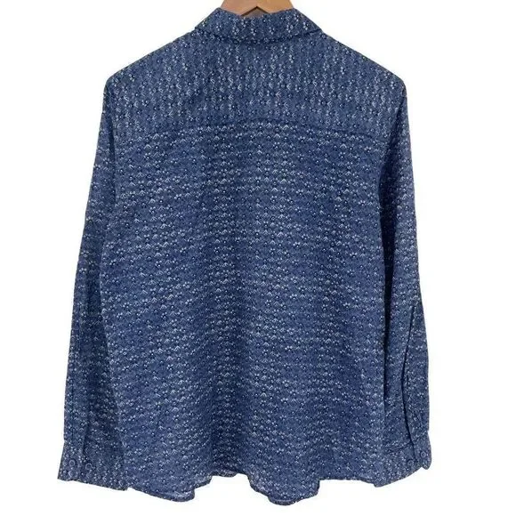 Orvis 100% Cotton Wrinkle Resistant Long Sleeve Button Up Shirt Women‎ 14 Blue - Picture 2 of 4